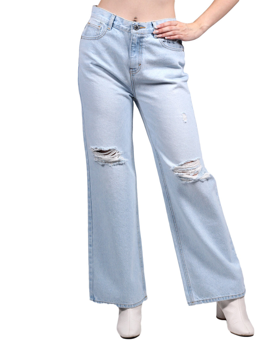 Jeans Para Mujer Bobois Moda Casuales Pierna Ancha Pantalones de