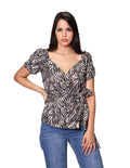 Blusas Para Mujer Bobois Moda Casuales Cruzada Animal Print N31120 Negro