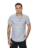 Camisas Para Hombre Bobois Moda Casuales Manga Corta Estampada Algodón Slim Fit B31356 3