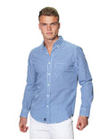 Camisas Hombre Moda Manga Larga Regular Fit B31222 Azul