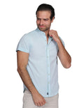 Camisas Para Hombre Bobois Moda Casuales Manga Corta Cuello Mao Tipo Lino Relaxed Fit Menta B21373