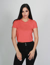 PLAYERAS MUJER MODA CASUALES CORTA BASICA MARGA CORTA CHEDRON N13129