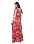 Vestidos Para Mujer Bobois Moda Casuales Maxi Largo Tirantes Floreado Rojo S21135