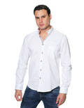 Camisas Para Hombre Bobois Casuales Moda Manga Larga Lisa Slim Fit B31101 Blanco