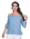 Blusas Para Mujer Bobois Moda Casuales Off Shoulder De Mezclilla Unico N21153