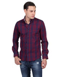 Camisas Para Hombre Manga Larga Cuadros Regular Fit Vino B25207