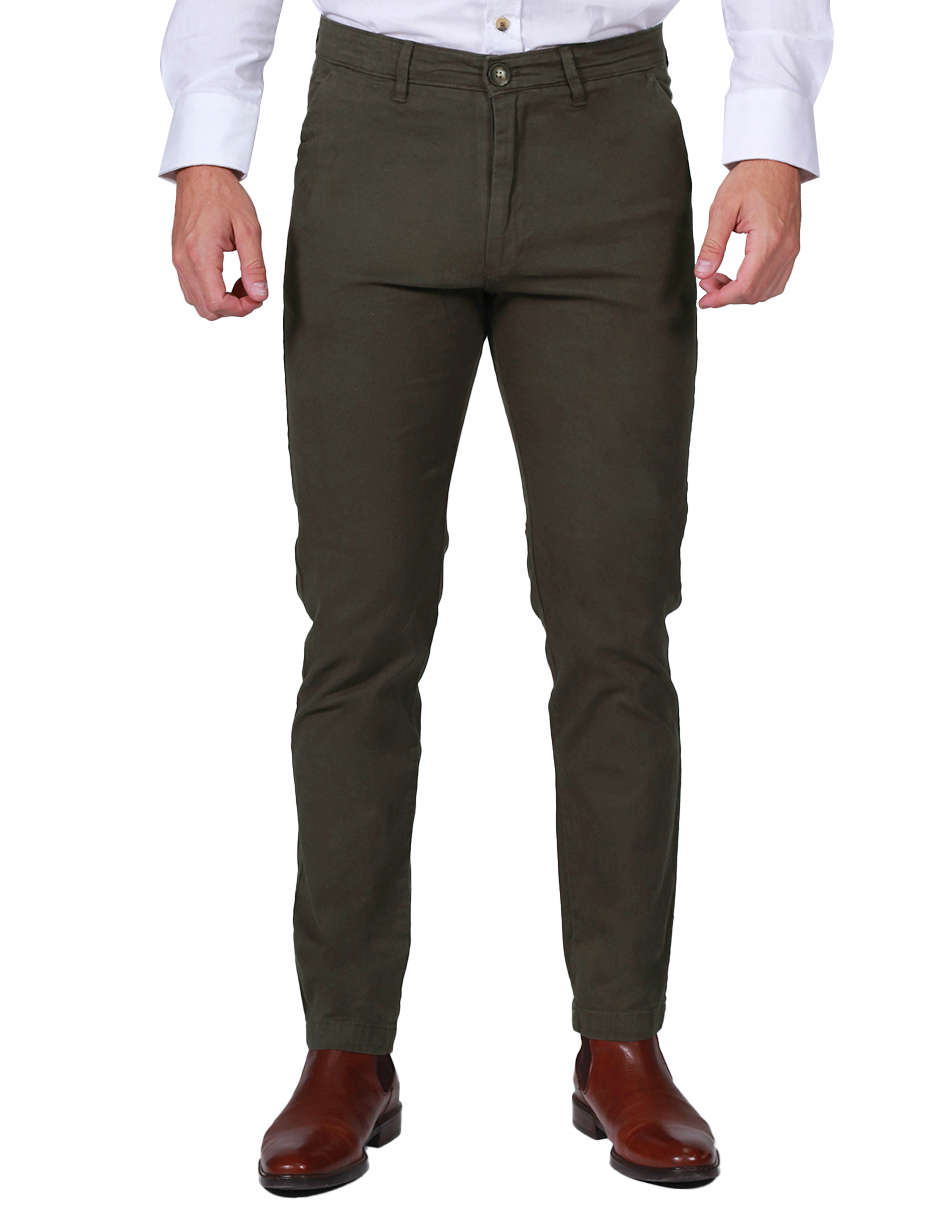Pantalones Para Hombre Soft Stretch Slim GPAXAR Militar BOBOIS
