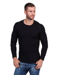 Playeras Hombre Moda Manga Larga Tejido De Punto Negro A25312