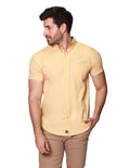 Camisas Para Hombre Bobois Moda Casuales Manga Corta Lisa Regular Fit B31250 Amarillo