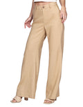 Pantalones Para Mujer Bobois Moda Casuales Lino Amplio Comodo Tiro Alto Beige W21103