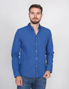 CAMISAS HOMBRE MANGA LARGA CASUALES MODA LISA AZUL B15200