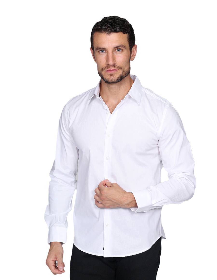 Camisas blancas para hombre manga larga deals