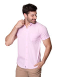 Camisas Para Hombre Bobois Moda Casuales Manga Corta Lisa Regular Fit B31250 Rosa