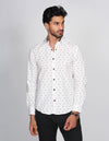 CAMISAS HOMBRE CASUALES MODA MANGA LARGA ESTAMPADO BOLAS BLANCO B15314