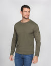 PLAYERAS HOMBRE CASUALES MODA RIB SOLIDA MILITAR A15111