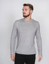 PLAYERAS HOMBRE MODA CASUALES MANGA LARGA TEJIDA SOFT LISO GRIS A15124