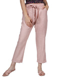 Pantalones Para Mujer Bobois Moda Casuales De Lino Flojos Pierna Amplia Palo Rosa W21104