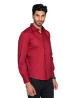 Camisas Para Hombre Manga Larga Slim Fit Vino BPOPST
