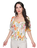 Blusas Para Mujer Manga Amplia Con Escote Cuadrado Blanco N21130