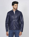 CHAMARRAS HOMBRE CASUALES MODA TACTO PIEL MARINO D15104