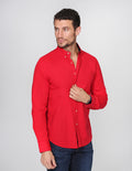 CAMISAS HOMBRE MANGA LARGA CASUALES MODA LISA ROJO B15200