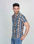 CAMISAS HOMBRE CASUALES MANGA CORTA ESTAMPADA ALGODÓN Y VISCOSA 9 B15353