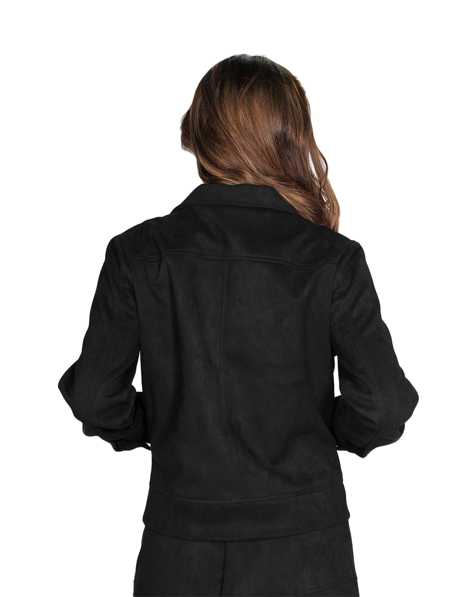 Chamarras Para Mujer Bobois Casuales Moda Corta Con Bolsas Negro Q13108