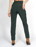 PANTALONES MUJER MODA CASUALES VESTIR PINZAS VERDE W13103