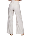 Pantalones Para Mujer Bobois Moda Casuales Amplios De Lino Tiro Alto Arena W21103