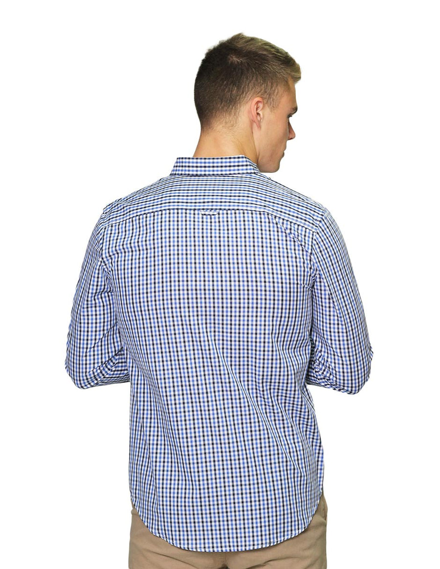 Camisas Para Hombre Bobois Casuales Moda Manga Larga B31203 Azul Regular Fit