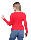 Sueters Para Mujer Bobois Moda Casuales Cuello Redondo Tejido Invierno Rojo O23211