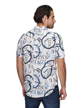 Camisas Para Hombre Bobois Moda Casuales Manga Corta Estampada Hawaiana Playa Relaxed Fit Azul B22356