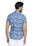 Camisas Para Hombre Bobois Moda Casuales Manga Corta Estampado Regular Fit Azul B21354