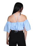 Blusas Para Mujer Bobois Moda Casuales Tipo Crop Top Off Shoulders Manga Amplia Azul N21113