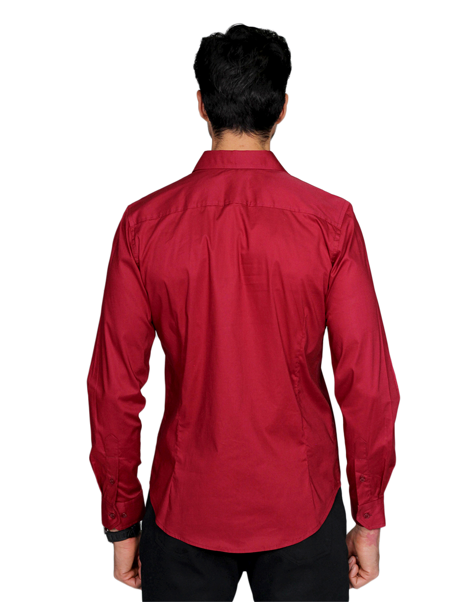 Camisas Para Hombre Manga Larga Slim Fit Vino BPOPST