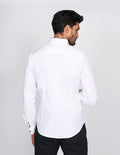 CAMISAS HOMBRE MANGA LARGA CASUALES MODA CUELLO MAO JACKARD LISO BLANCO B15302