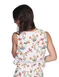 Blusas Para Mujer Bobois Moda Casuales Corta Sin mangas Estampado Floral Con Olanes Blanco N21140