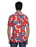 Camisas Para Hombre Bobois Moda Casuales Manga Corta Hawaiana Estampado Flores Relaxed Fit Blanco B21389