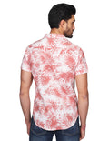 Camisas Para Hombre Bobois Moda Casuales Manga Corta Estampado Hawaianas Regular Fit Coral B21361