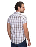 Camisas Para Hombre Bobois Moda Casuales Manga Corta Cuadros Slim Fit Blanco B21152