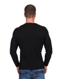 Playeras Hombre Moda Manga Larga Tejido De Punto Negro A25312