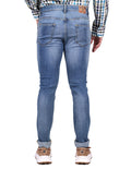 Jeans Para Hombre Bobois Moda Casuales Pantalones de Mezclilla Slim Fit Rotos Azul J25111