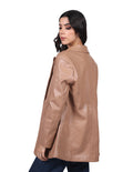Blazers Para Mujer Bobois Moda Casuales De Piel Sintetica Saco Largo Invierno Camel T23200