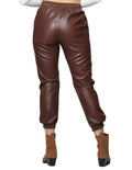 Jogger Para Mujer Vinipiel Pantalones Dama Tipo Piel Café W23104