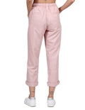 Pantalones Para Mujer Bobois Moda Casuales De Lino Amplio Palo Rosa W21102