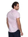 Camisas Para Hombre Bobois Moda Casuales Manga Corta Estampado Puntos Slim Fit Rosa B21378