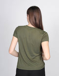 PLAYERAS MUJER MODA CASUALES MANGA BASICA CUELLO V MILITAR N13128