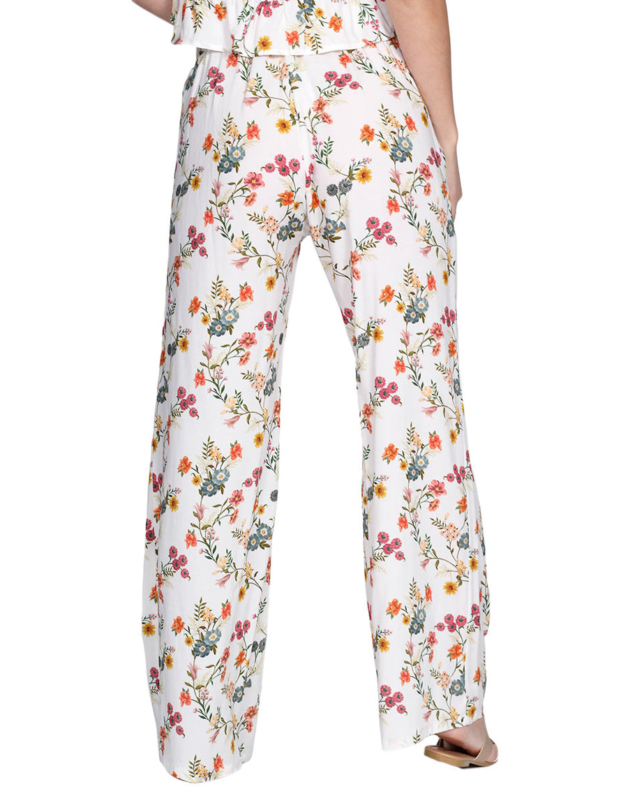 Pantalones Para Mujer Bobois Moda Casuales Amplio Comodo Tiro Alto Estampado De Flores Unico W21108