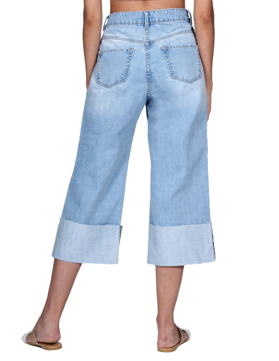 Jeans Para Mujer Bobois Moda Culotte Cropped Pantalones de Mezclilla Unico V21103