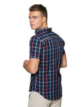 Camisas Para Hombre Bobois Moda Casuales Manga Corta Cuadros Regular Fit B31256 Coral